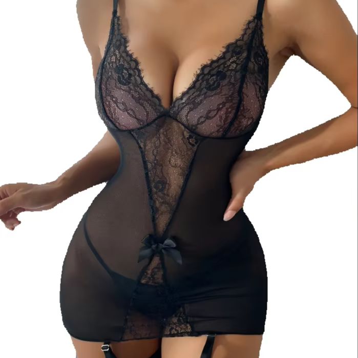 Garter Belt Set - Conjunto de lencería de encaje con