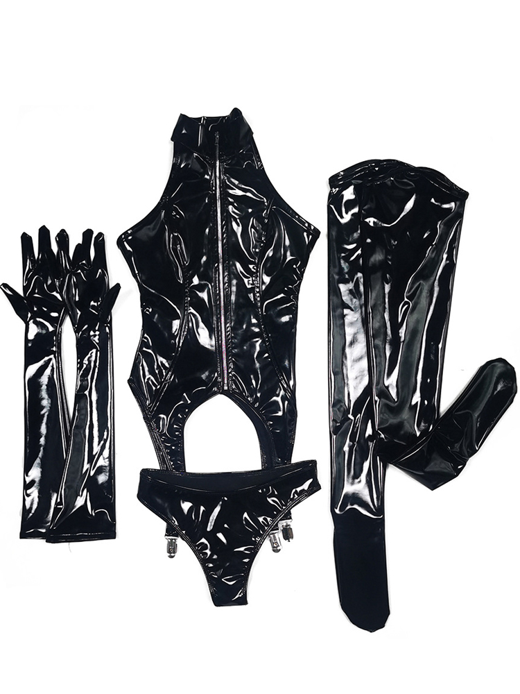 Catsuit de PVC de aspecto húme - Garter Belt Set reseña y precio